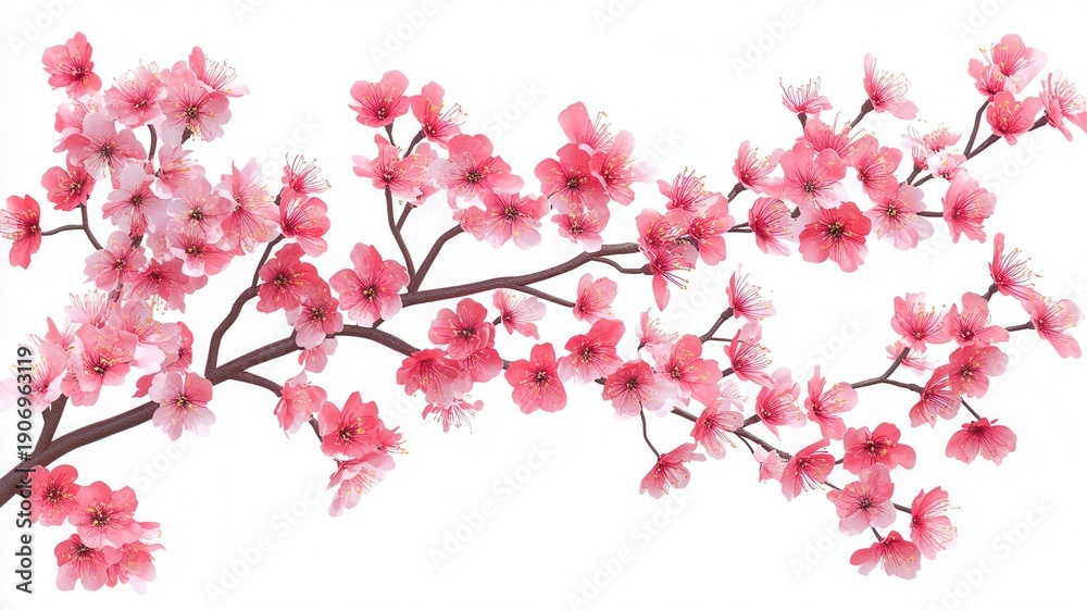 Fototapeta premium Cherry blossom tree branch blooming, representing springtime, traditional japanese culture, beauty, and renewal
