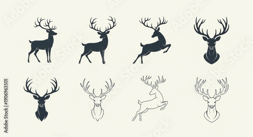 Deer Silhouette Collection Various Poses and Styles.
