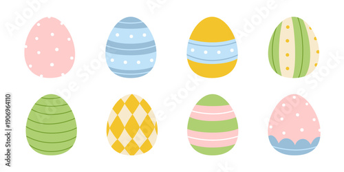 Painted easter eggs vector set. Cute colored easter egg collection.