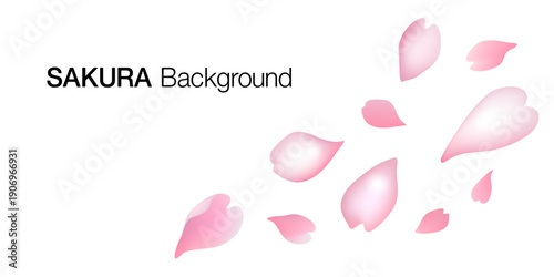 春に舞う桜の花びら背景、シンプルな日本のサクラ、ベクターイラスト素材