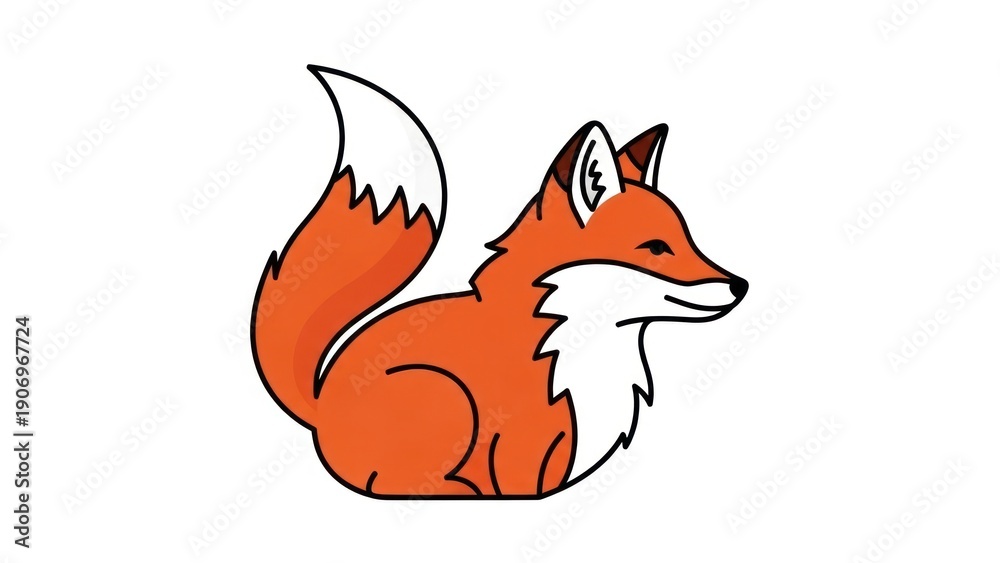 Obraz premium Cartoon fox illustration in orange and white colors against a white background