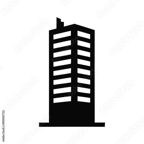 Modern skyscraper with many windows viewed from the front