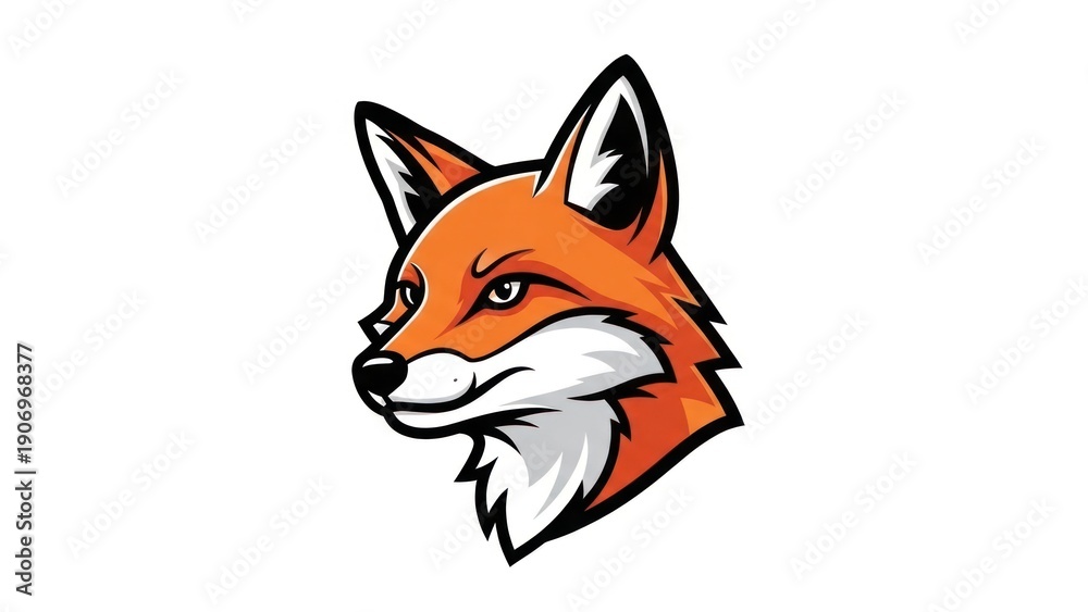Fototapeta premium Stylized head of a fox in orange and white color vector illustration