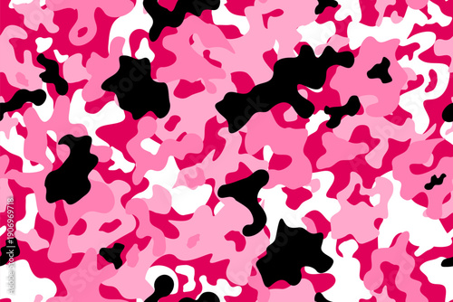 Pink camouflage vector pattern. Quirky design fashion print - seamless texture.