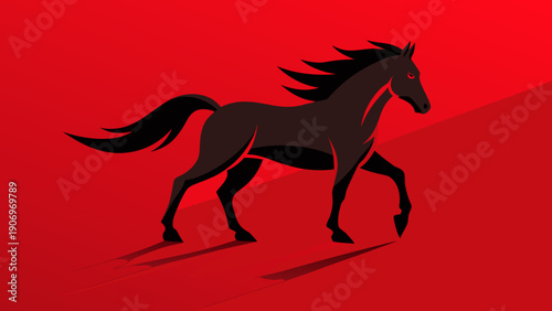 Premium red background with soft horse shadow texture, refined lighting, empty center