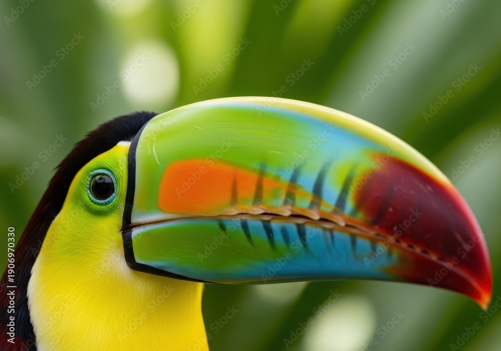 Fototapeta premium Vibrant Close-Up of Colorful Toucan Bird with Striking Beak Features