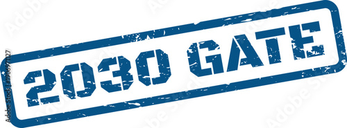 Grunge stamp effect highlighting the year 2030 with the word GATE, symbolizing a future entry point or milestone event