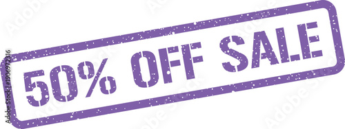 Grunge style stamp vector with 50% OFF SALE text, perfect for attracting customers to a limited event