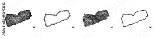 Sketch Yemen outline map design set