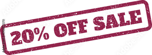 Grunge style twenty percent off sale event stamp ideal for online and in store promotions
