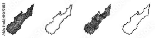 Sketch Nelson outline map design set