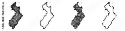 Sketch Tasman outline map design set