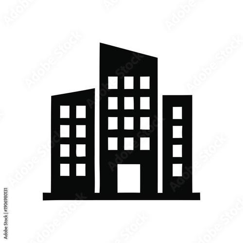 Modern office buildings illustration from a front view