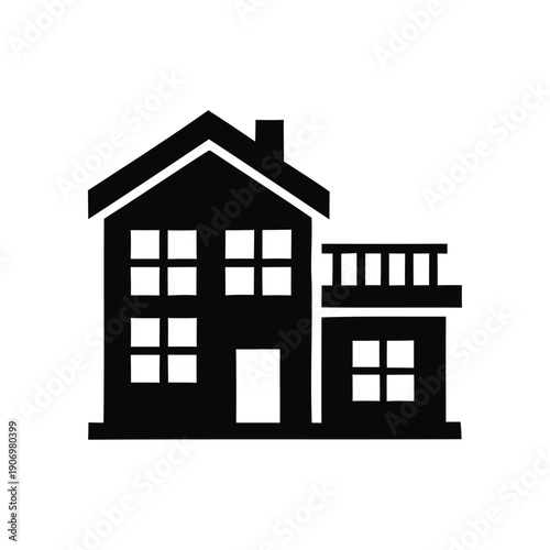 Simplified House Illustration with Garage and Windows