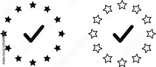 A simple graphic design featuring a cluster of stars on a white background
