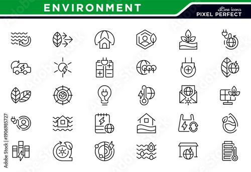 Environment line icons set vector illustration