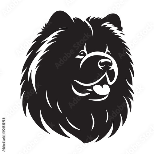 Adorable Chow Chow Dog Vector Silhouette Illustration Featuring Fluffy Coat Lion Mane Cute Face Perfect For Logos Stickers.