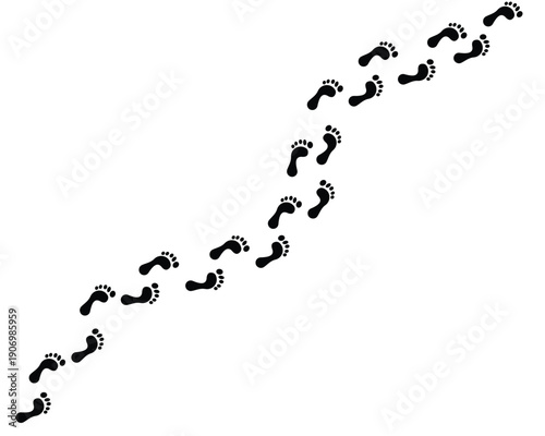 Bare footprints set. Vector clipart. Human footprints on transparent background.