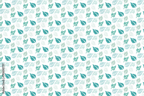 Mint leaves in a monotone seamless pattern 
