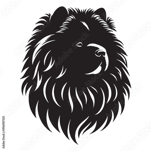 Adorable Chow Chow Dog Vector Silhouette Illustration Featuring Fluffy Coat Lion Mane Cute Face Perfect For Logos Stickers.