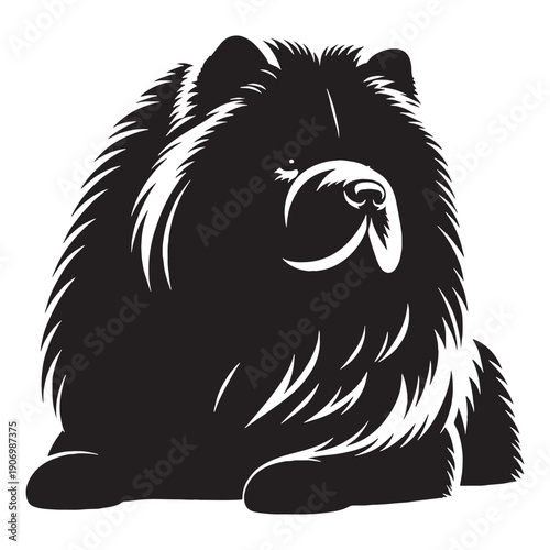 Adorable Chow Chow Dog Vector Silhouette Illustration Featuring Fluffy Coat Lion Mane Cute Face Perfect For Logos Stickers.
