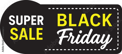 Simple black banner flag vector with yellow text box displaying black friday for general sales promotions