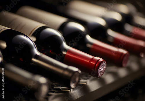 Luxury wine bottles with elegant metallic foil