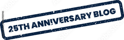 Grungy stamp icon featuring 25th anniversary text for a corporate blog post or digital content