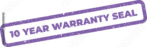 Grungy stamp impression highlighting a 10 year warranty seal for official product assurance documents