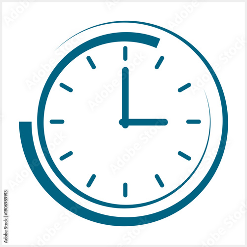 Stencil clock icon isolated Time symbol clipart Vector stock illustration