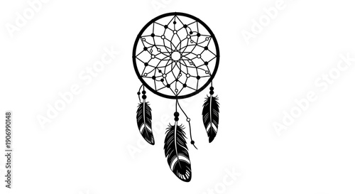 Elegant dreamcatcher silhouette embodying spirituality and ancient symbolic patterns forming
