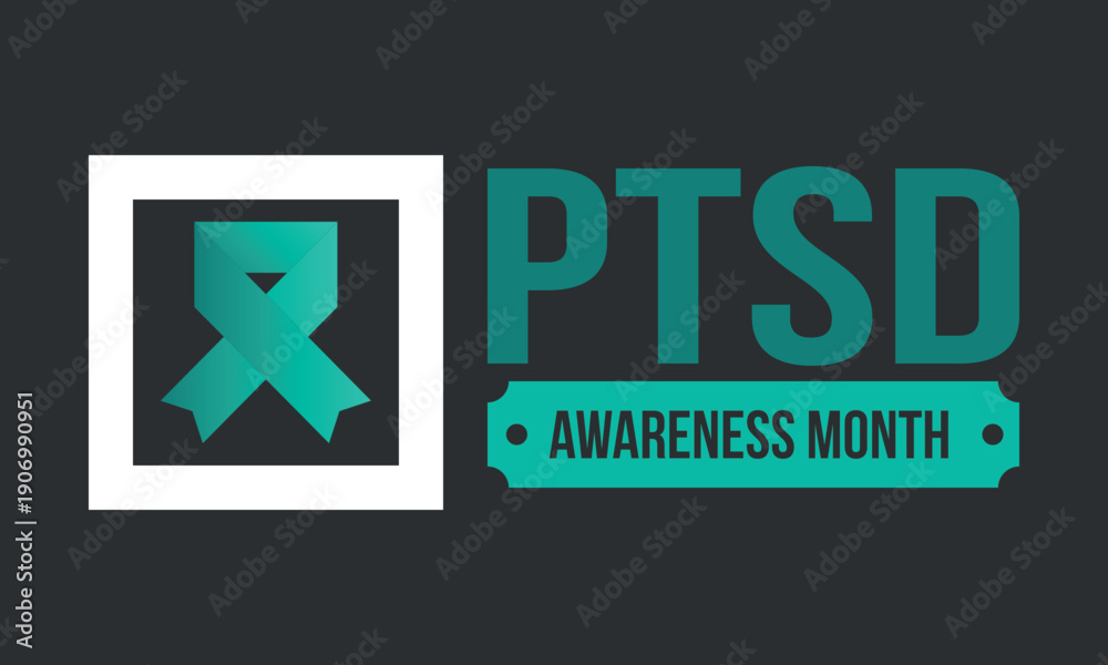 Fototapeta premium PTSD Awareness Month in June. Post Traumatic Stress Disorder. Celebrated annual in United States. Medical health care and awareness design. Poster, card, banner and background. Vector illustration