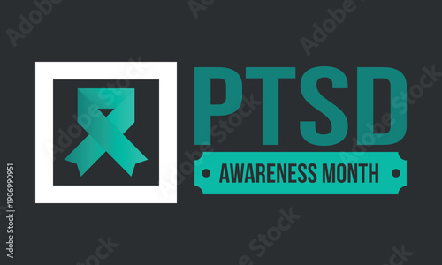PTSD Awareness Month in June. Post Traumatic Stress Disorder. Celebrated annual in United States. Medical health care and awareness design. Poster, card, banner and background. Vector illustration