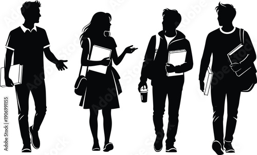 Group of students walking together on campus