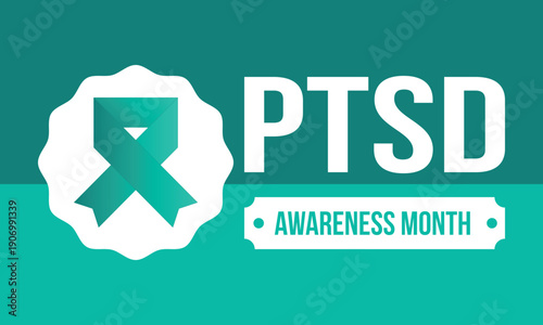 PTSD Awareness Month in June. Post Traumatic Stress Disorder. Celebrated annual in United States. Medical health care and awareness design. Poster, card, banner and background. Vector illustration