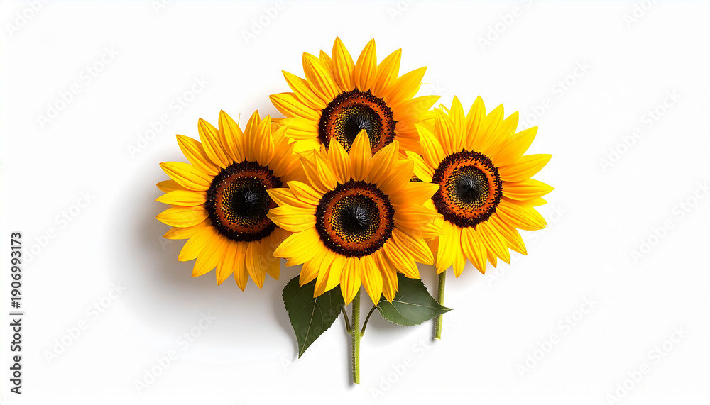 Naklejka premium A bouquet of sunflowers on a table indoors with natural light 