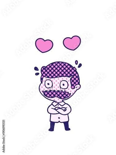 Wallpaper Mural spinning hearts animation of cartoon man with mustache shocked Torontodigital.ca