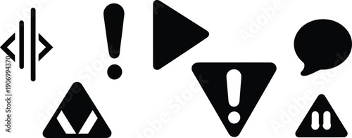 Set of exclamation icon minimal vector art illustration on a white background.
