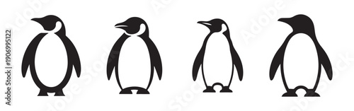  Minimal Penguin Silhouette Vector Icons Set