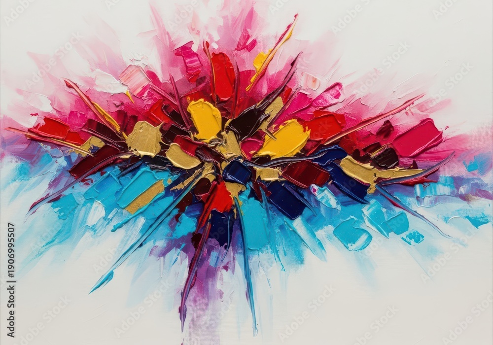 Obraz premium Vibrant, textured abstract painting depicting energetic brushstrokes and deep colors, symbolizing artistic success and value, fine art, art, brushstrokes