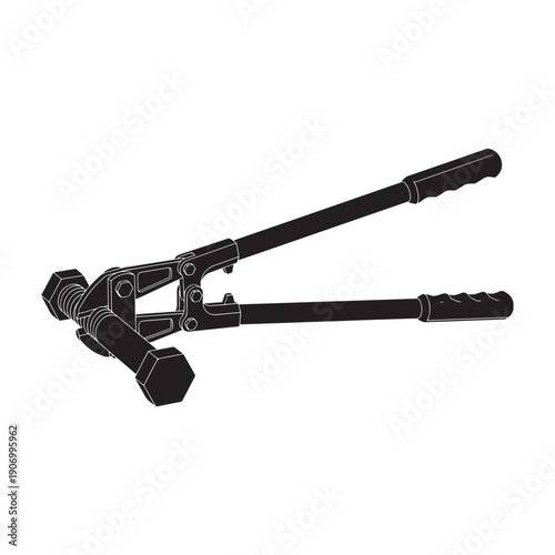 Bolt cutters cutting through metal bolt icon design graphic drawing isolated a vector black shilhoutte illustration