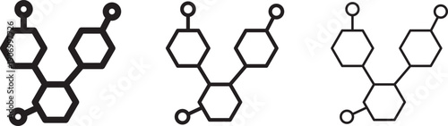 Chemical content icon in line shapes, Ca, Zn, Mg, Se, Fe, Ca, vector. Set of Multi Vitamin und mineral, icons.