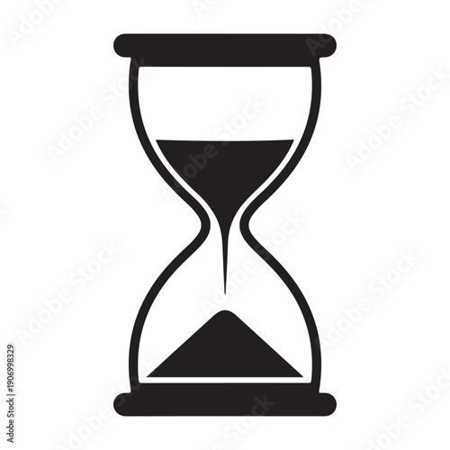 Black hourglass icon, sand timer symbol, vector illustration for website, presentation or infographic, Isolated on transparent background, png