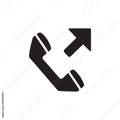 Outgoing Call Phone Receiver Icon With Arrow Symbol For Communication Interface Design.