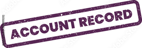 Purple distressed grunge rubber stamp displaying ACCOUNT RECORD text for official documentation