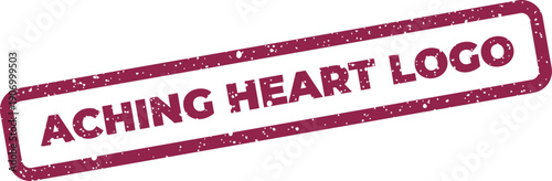 Rectangle shaped grunge stamp presenting the Aching Heart Logo text, ideal for branding or emotive emblem usage