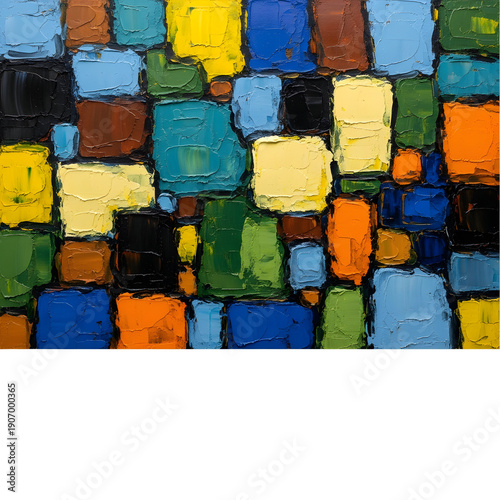 Vibrant Whisk Pattern with Multicolored Square Tiles in Abstract Artwork