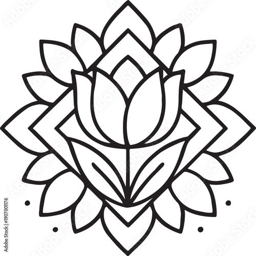 Modern tulip mandala combining geometric symmetry and floral elegance, suitable for contemporary artwork, textile prints, and digital branding.