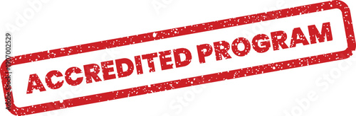 Red textured rubber stamp with the message Accredited Program, signifying official educational course validation