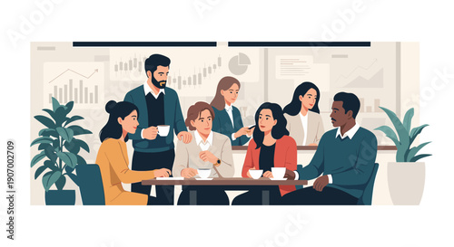 A serene illustration of a plant in a pot, perfect for home decor or office spaces, evoking calmness and nature.